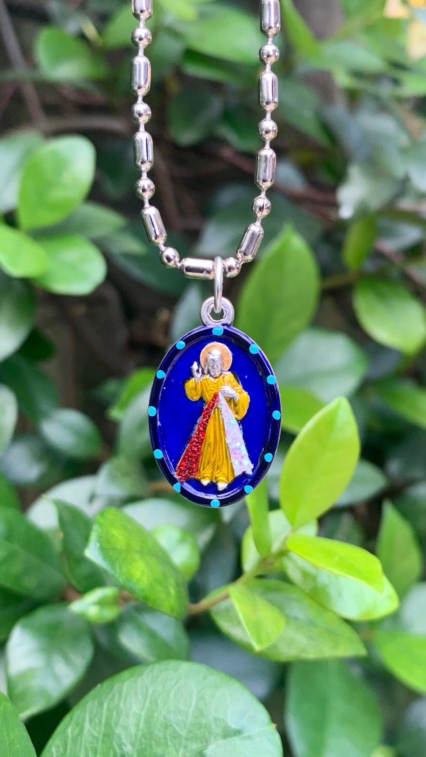 Divine Mercy, Hand - Painted Saint Medal, Saint Faustina, Patron Saint of Divine Mercy Invoking God’s Mercy on all Sinners - Rob Clemenz SaintsforSinners