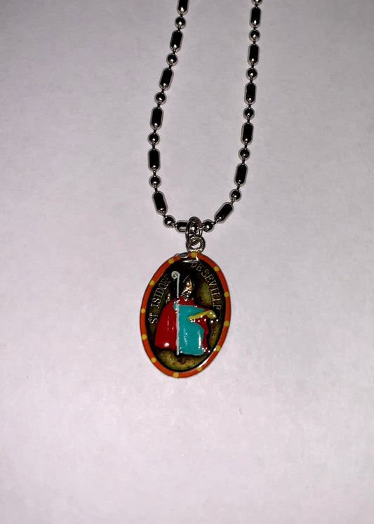 Isidore of Seville, Hand - Painted Saint Medal, Patron of the Internet, Farmers, New Media - Rob Clemenz SaintsforSinners