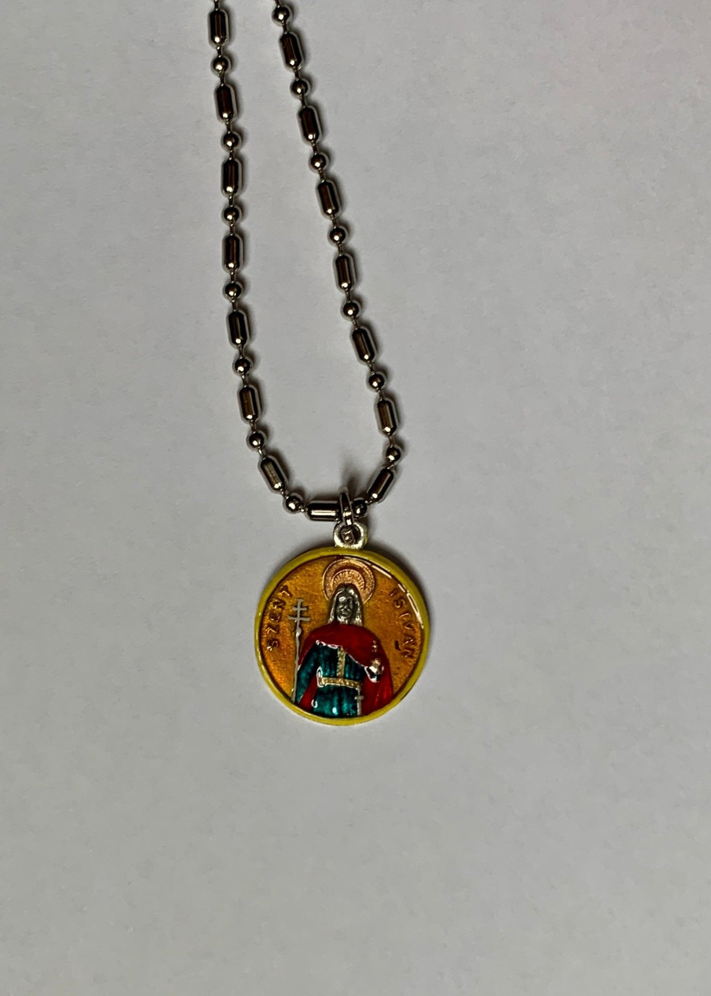 King Stephen, Hand - Painted Saint Medal, Patron of Hungary - Rob Clemenz SaintsforSinners