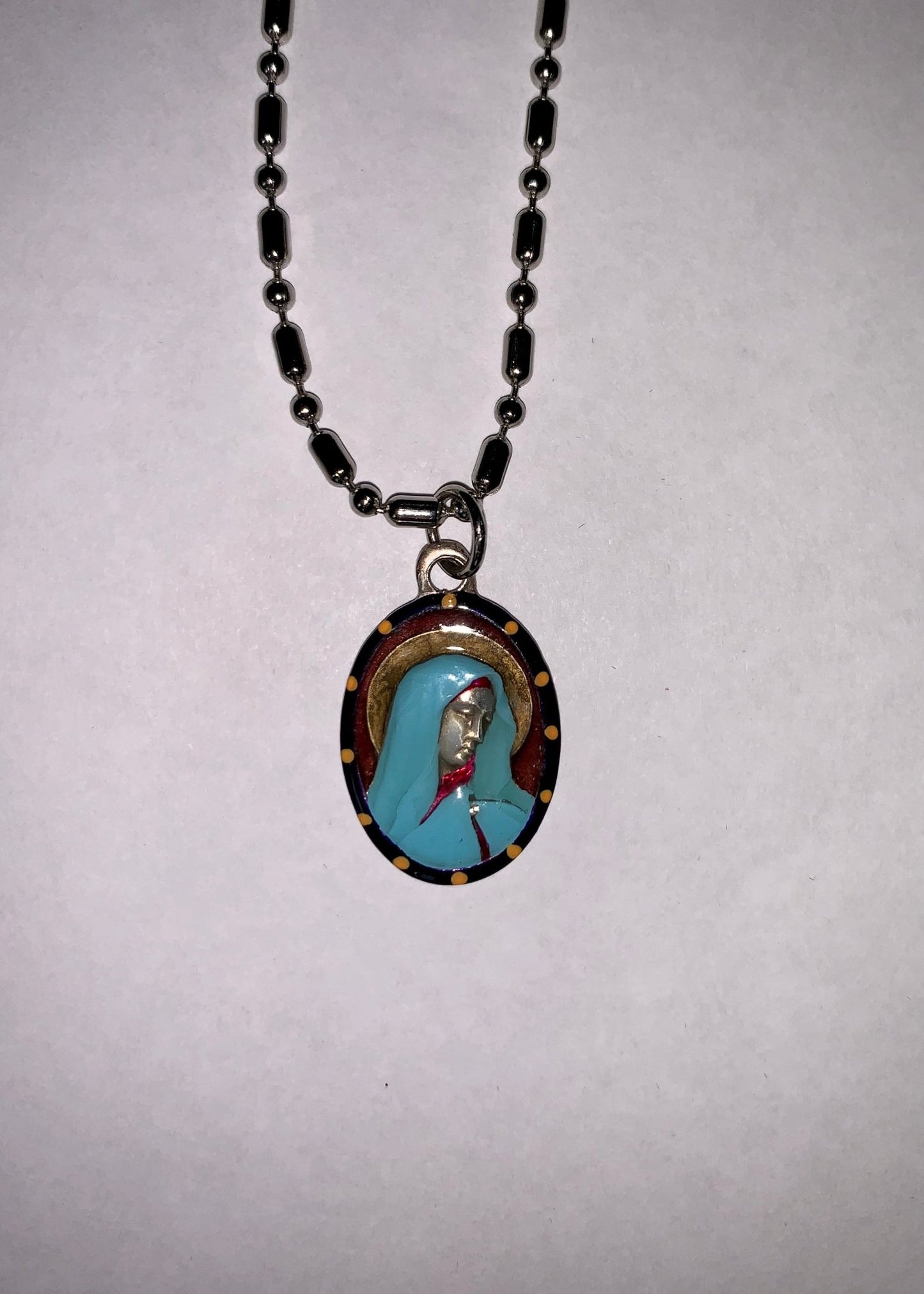Our Lady Of Sorrows, Hand - Painted Saint Medal, Virgin Mary - Rob Clemenz SaintsforSinners