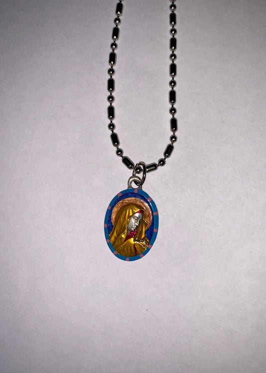 Our Lady Of Sorrows, Hand - Painted Saint Medal, Virgin Mary - Rob Clemenz SaintsforSinners