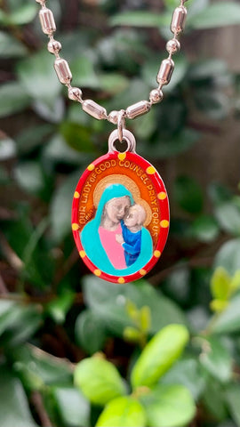 Our Lady of Good Counsel, Hand-Painted Saint Medal, Wisdom, Guidance, Advice