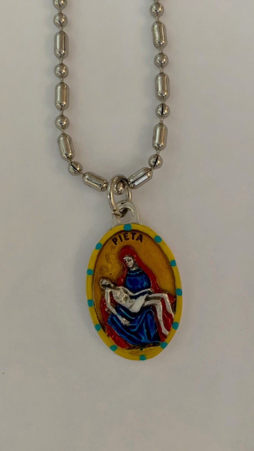 Pieta, Hand - Painted Medal, “The Pity,” Michelangelo - Rob Clemenz SaintsforSinners