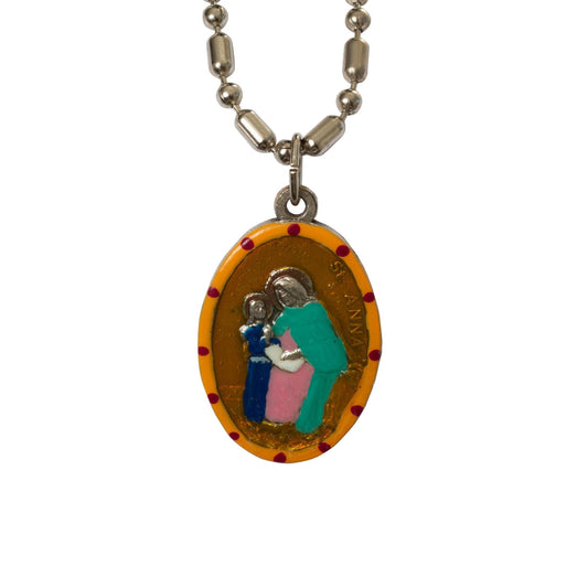 Anna, Hand - Painted Saint Medal, Mother of the Blessed Virgin Mary - Rob Clemenz SaintsforSinners