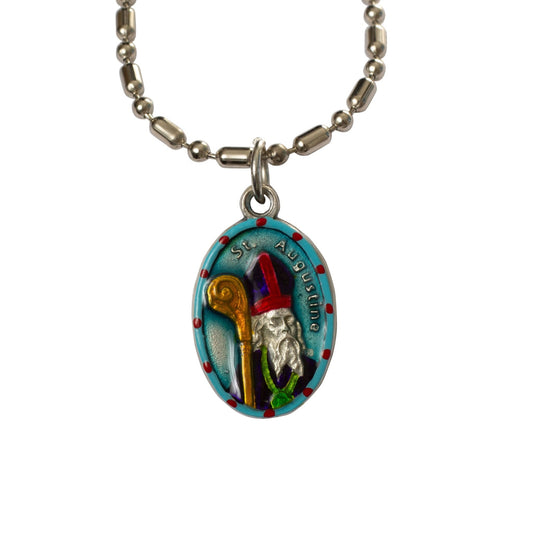 Augustine Saint Medal, Red, Patron Saint Augustine Church, Saint Augustine Schools - Rob Clemenz SaintsforSinners