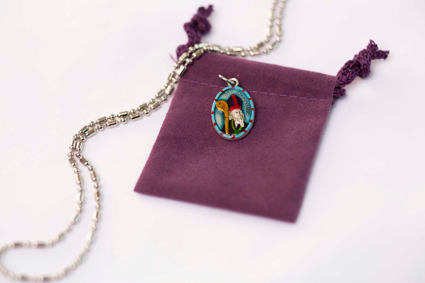 Augustine Saint Medal, Red, Patron Saint Augustine Church, Saint Augustine Schools - Rob Clemenz SaintsforSinners