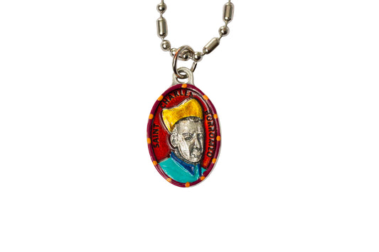 Charles Borromeo, Hand - Painted Saint Medal, Invoke Against Stomach Ailments, Nausea - Rob Clemenz SaintsforSinners