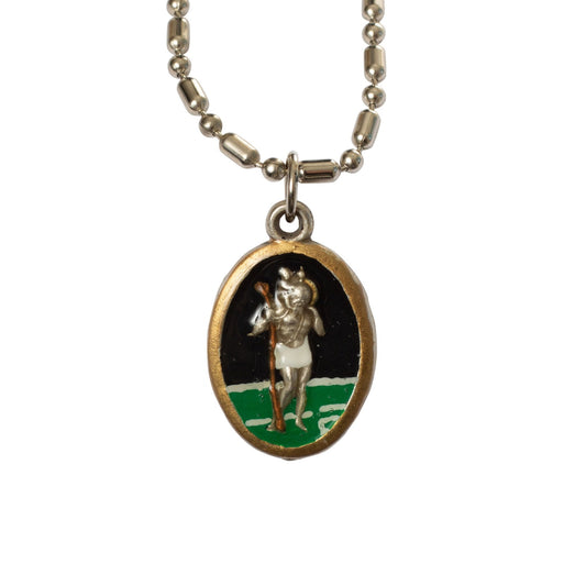 Christopher, Hand - Painted Saint Medal #4/Football, Sports Safety - Rob Clemenz SaintsforSinners