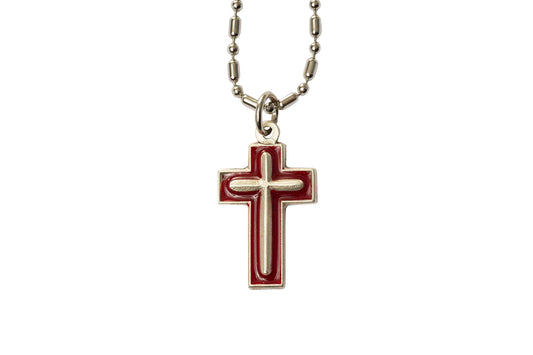 Enameled Silver Cross Necklace, Hand - Painted, Emblem of Christ's Sacrifice for Us - Rob Clemenz SaintsforSinners