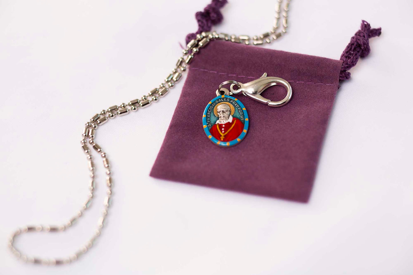 Francis de Sales, Hand - Painted Saint Medal, Patron of Journalists, Writers, Editors - Rob Clemenz SaintsforSinners