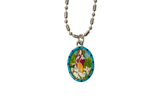 The Good Shepherd, Hand - Painted Medal, Christ's Compassion for His Flock - Rob Clemenz SaintsforSinners