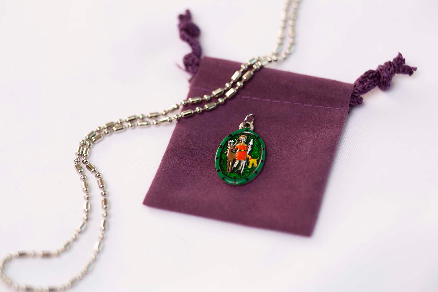 Hubert, Saint Medal, Hand - Painted Saint Medal, Patron of Hunters and Hunting - Rob Clemenz SaintsforSinners