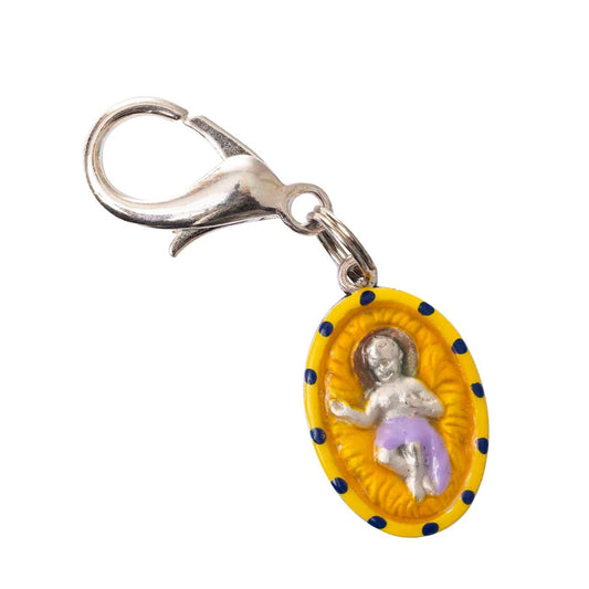 Infant Jesus in the Manger, Hand - Painted Medal, Iconic Emblem of Christmas - Rob Clemenz SaintsforSinners