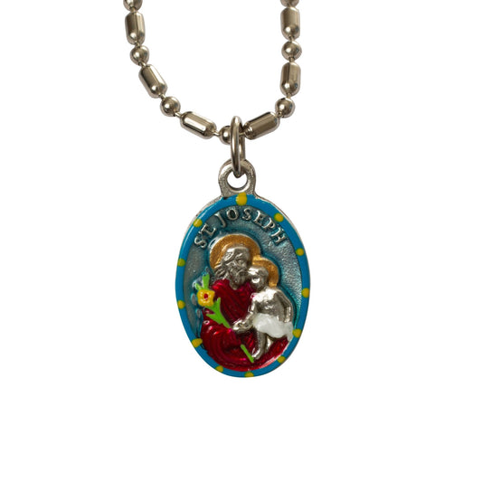 Joseph, Hand - Painted Saint Medal, Jesus's Step - Father, Strength of Faith, Trust, God's Will - Rob Clemenz SaintsforSinners