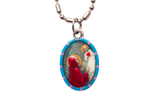 Margaret, Hand - Painted Saint Medal, Patroness of Fertility, Nurses, Health, Safety of Family and Friends - Rob Clemenz SaintsforSinners