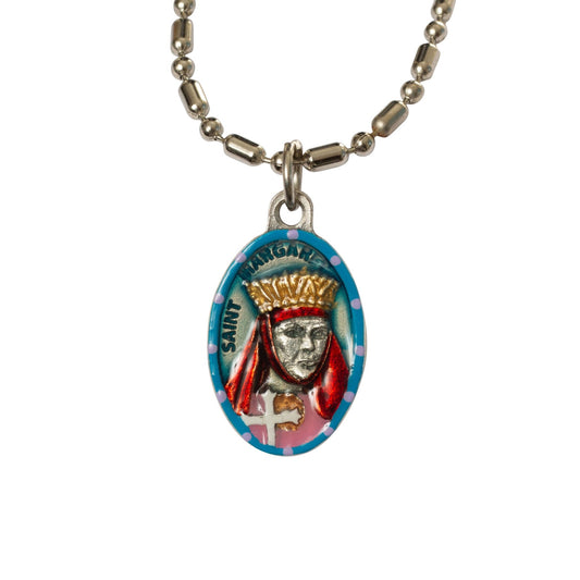 Margaret of Scotland, Hand - Painted Saint Medal, Patron of Fertility, Nurses, Health - Rob Clemenz SaintsforSinners