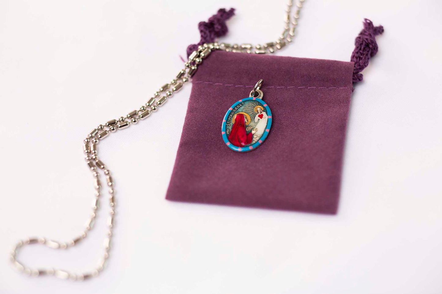 Margaret, Hand - Painted Saint Medal, Patroness of Fertility, Nurses, Health, Safety of Family and Friends - Rob Clemenz SaintsforSinners