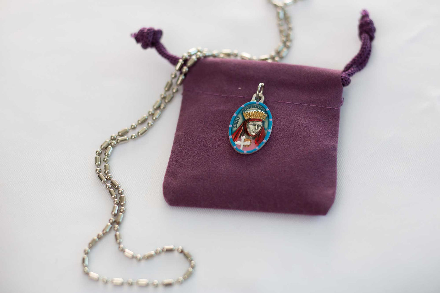 Margaret of Scotland, Hand - Painted Saint Medal, Patron of Fertility, Nurses, Health - Rob Clemenz SaintsforSinners