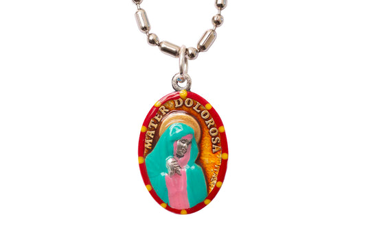 Mater Dolorosa 'Our Lady of Sorrows,' Hand - Painted Saint Medal, Virgin Mary - Rob Clemenz SaintsforSinners