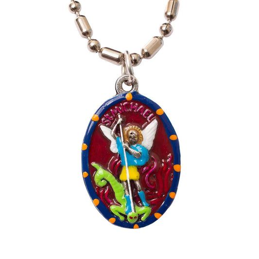Michael the Archangel, Hand - Painted Saint Medal, Archangel, Heavenly Triumph, Cemetery Preservation - Rob Clemenz SaintsforSinners