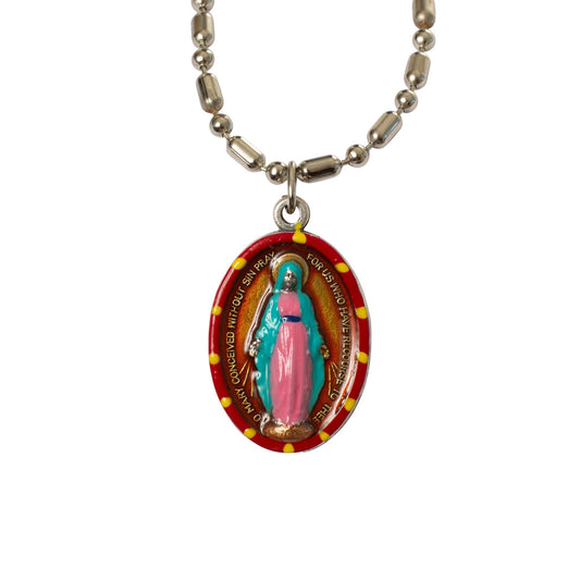 Miraculous Medal - Small, Hand - Painted Saint Medal, Blessed Virgin Mary, Special Grace - Rob Clemenz SaintsforSinners