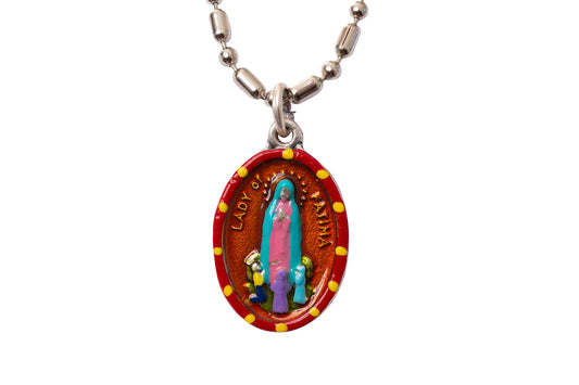Our Lady of Fatima, Hand - Painted Medal, Patron of Fatima, Portugal, Cajuns & Lafayette, LA - Rob Clemenz SaintsforSinners