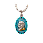 Saint Padre Pio Medal Necklace - Hand-painted on imported Italian Silver by Saints For Sinners