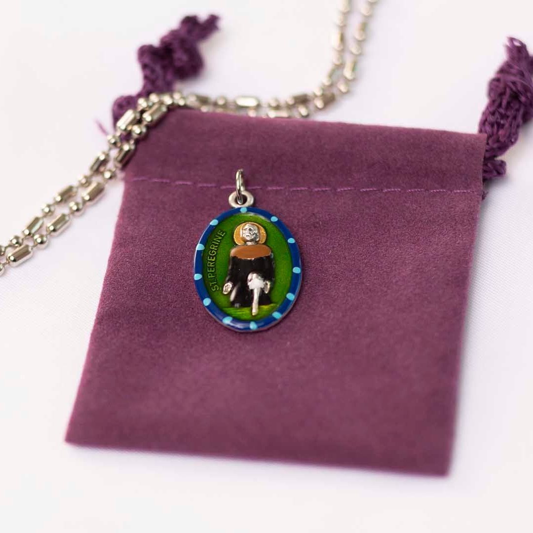 Peregrine, Hand - Painted Saint Medal, Cancer Awareness, Strength, Healing - Rob Clemenz SaintsforSinners