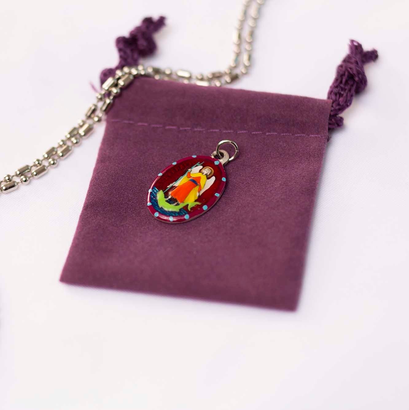 Raphael the Archangel, Hand - Painted Medal, Patron of Love, Healing, Happy Meetings - Rob Clemenz SaintsforSinners