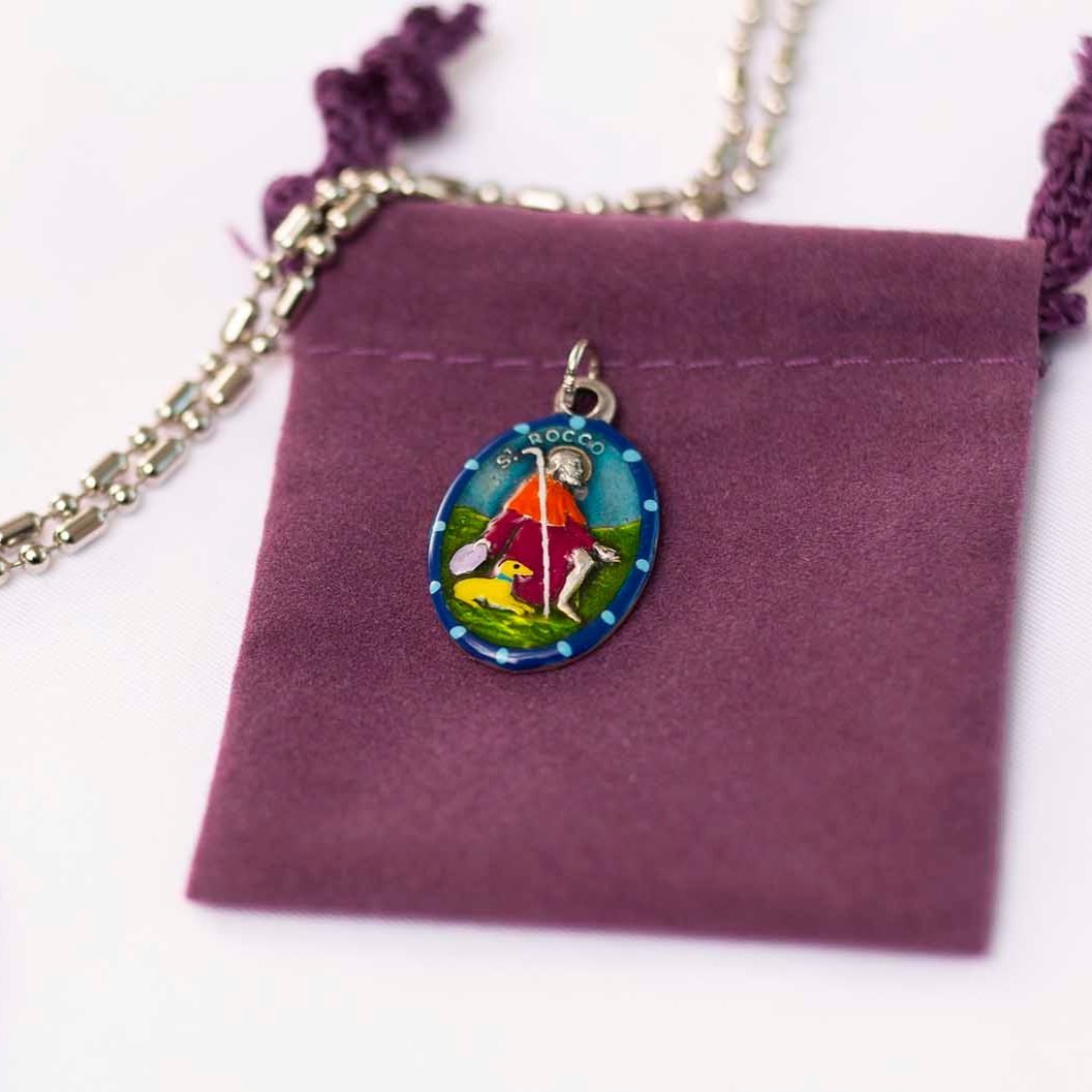 Rocco, Hand - Painted Saint Medal, Patron of Dogs & Dog Lovers - Rob Clemenz SaintsforSinners
