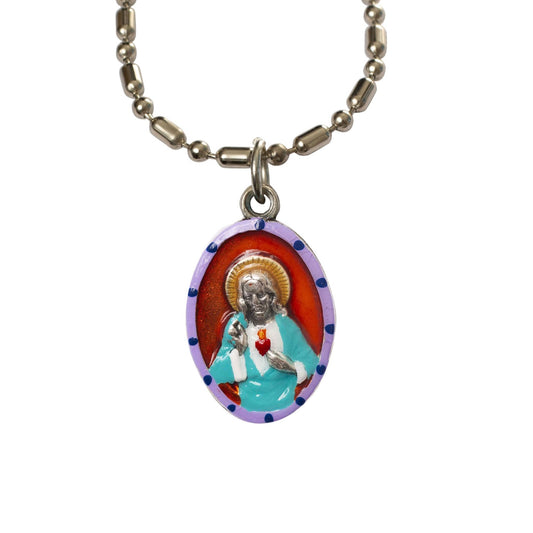 Sacred Heart of Jesus, Hand - Painted Medal, Love, Mercy, Salvation - Rob Clemenz SaintsforSinners