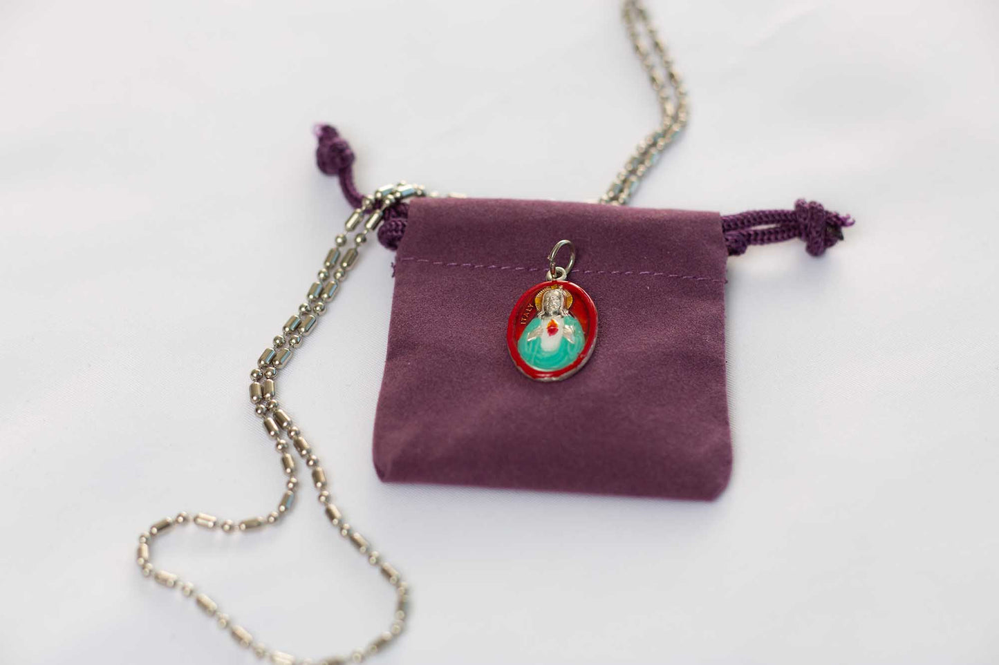 Sacred Heart of Jesus #2/Red, Hand - Painted Medal, Love, Mercy, Salvation - Rob Clemenz SaintsforSinners