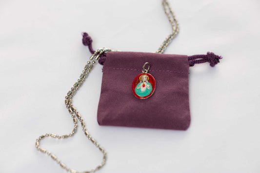 Sacred Heart of Jesus #2/Red, Hand - Painted Medal, Love, Mercy, Salvation - Rob Clemenz SaintsforSinners