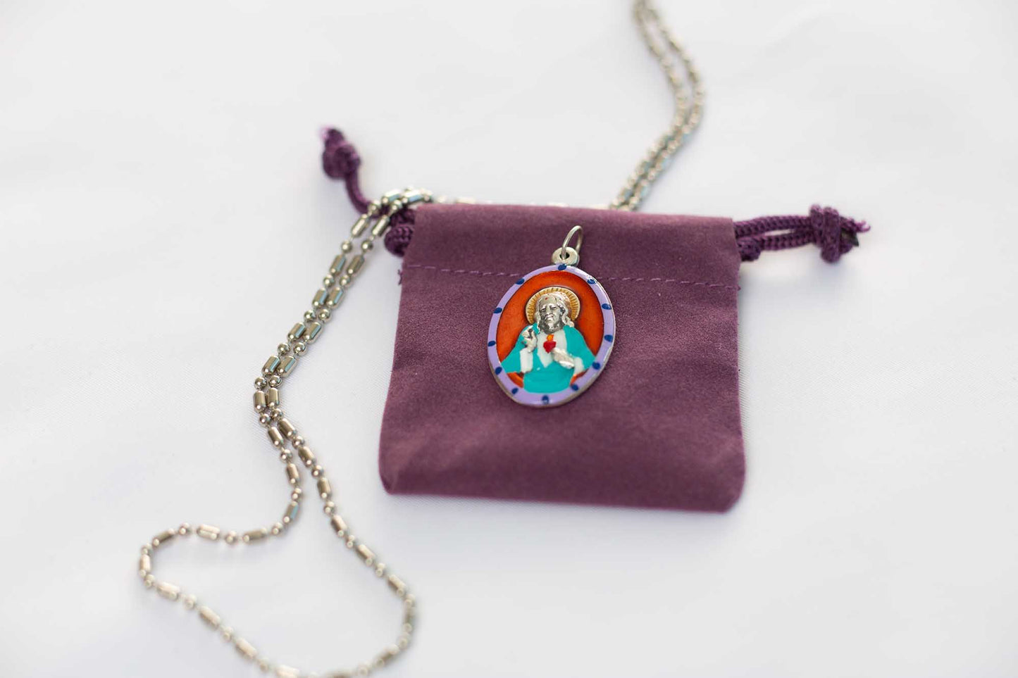 Sacred Heart of Jesus, Hand - Painted Medal, Love, Mercy, Salvation - Rob Clemenz SaintsforSinners