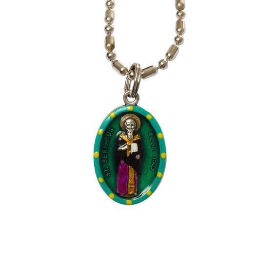 Servatius #2/Green, Hand - Painted Medal, Against Leg & Foot Pain, Arthritis - Rob Clemenz SaintsforSinners