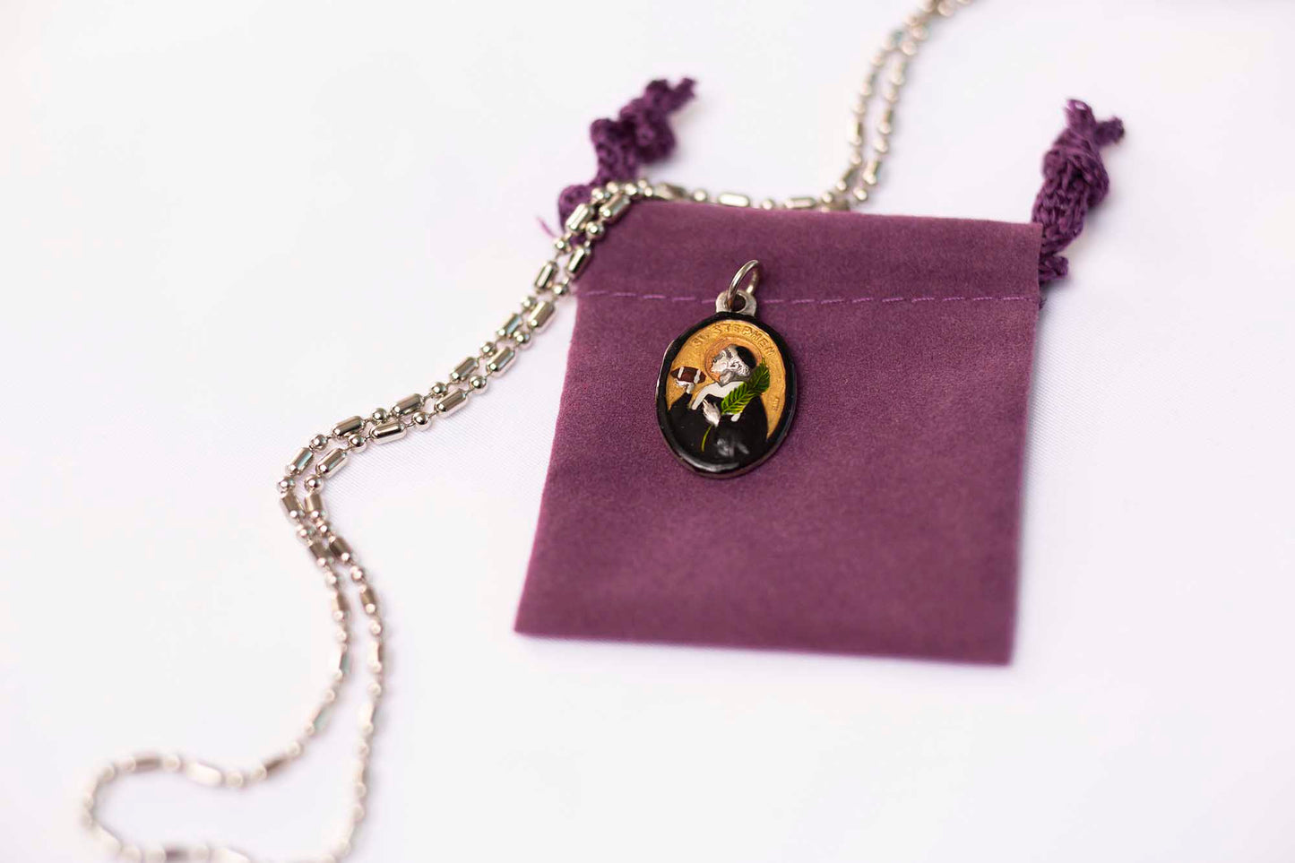 Stephen #2/Black+Gold, Hand - Painted Medal, Patron of Workers, Debaters, Against Headaches - Rob Clemenz SaintsforSinners