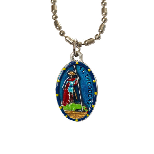 Theodore, Hand - Painted Saint Medal, Patron of Venice, Protection of Soldiers - Rob Clemenz SaintsforSinners