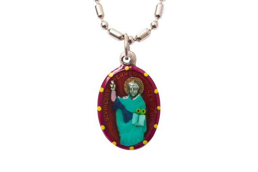 Vincent Ferrer, Hand - Painted Medal, Patron of Construction Workers, Laborers - Rob Clemenz SaintsforSinners