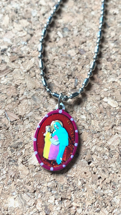 Anna, Hand-Painted Saint Medal, Mother of the Blessed Virgin Mary