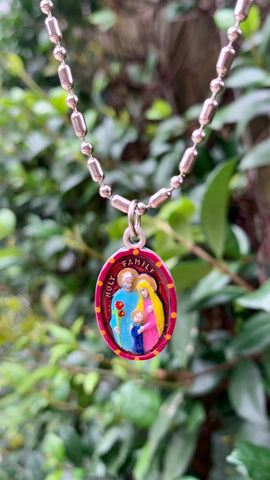 Holy Family Medal, Hand-Painted Saint Medal, Patron of Family, Joseph, Ann, Jesus, Mary