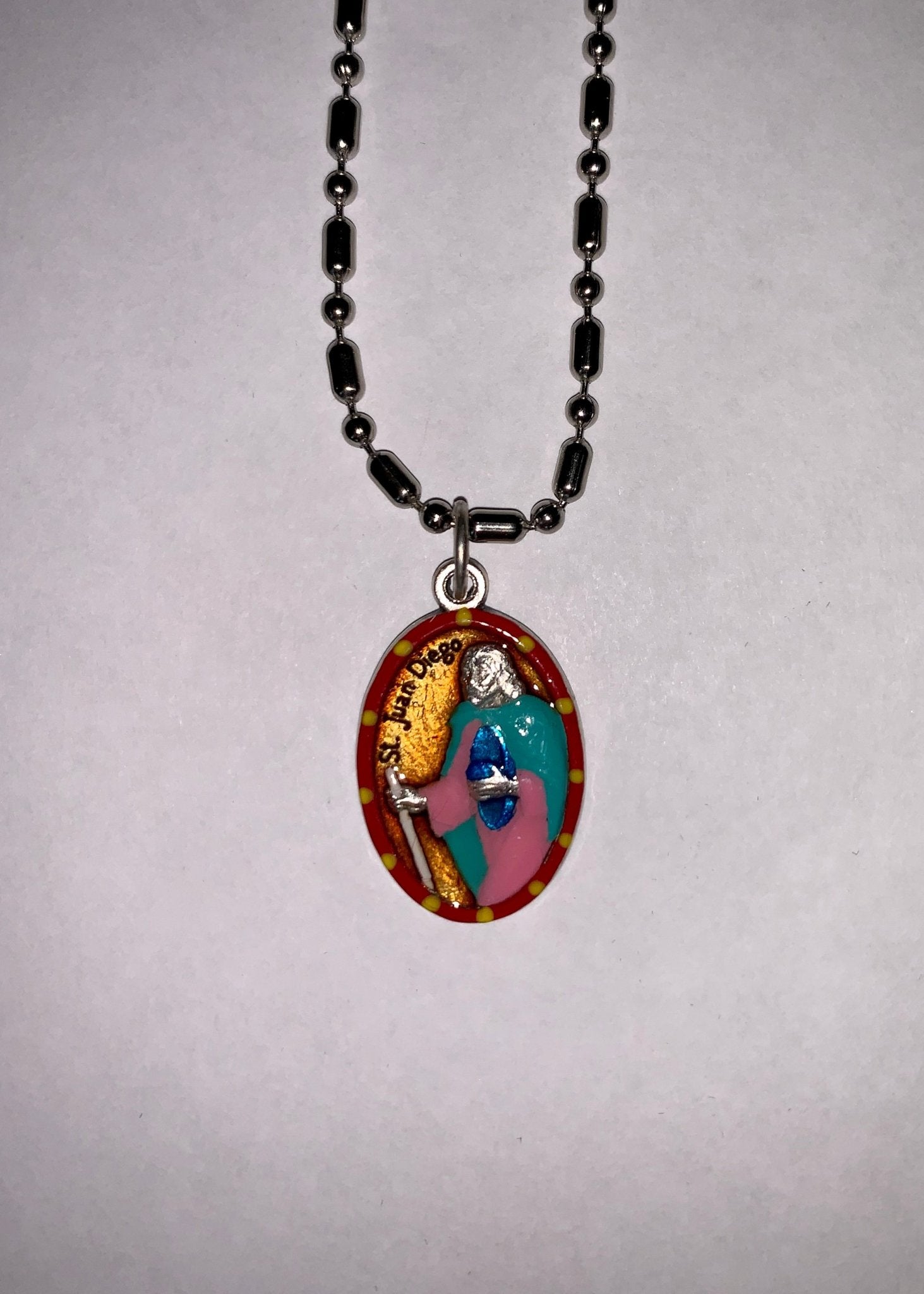 Juan Diego, Hand - Painted Saint Medal, Our Lady of Guadalupe, Patron of Mexico, Mexico City - Rob Clemenz SaintsforSinners