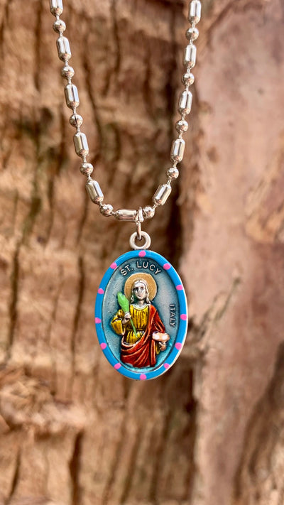 Lucy, Hand-Painted Saint Medal, Martyr, Patron of Vision, Clear Sight, Foresight