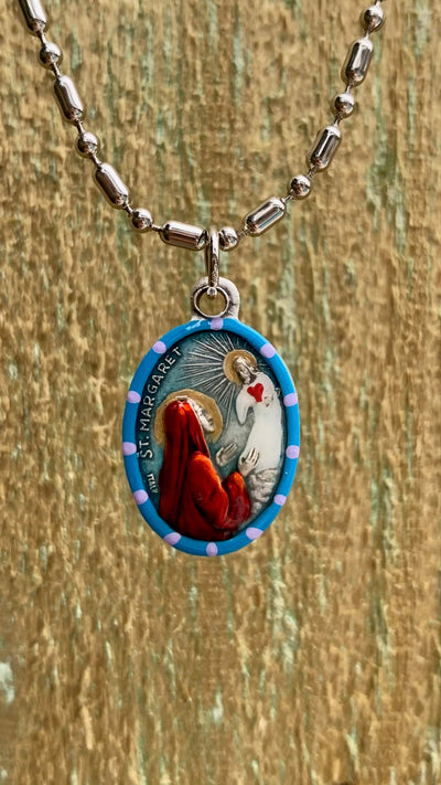 Margaret, Hand-Painted Saint Medal, Patroness of Fertility, Nurses, Health, Safety of Family and Friends
