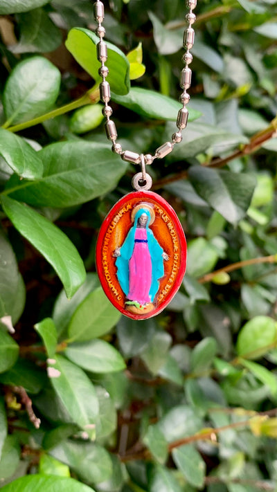 Miraculous Medal - Small, Hand-Painted Saint Medal, Blessed Virgin Mary, Special Grace