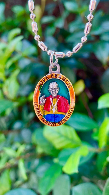 Pope Francis #2, Hand - Painted Medal, The People’s Pope, Catholic Renaissance - Rob Clemenz SaintsforSinners