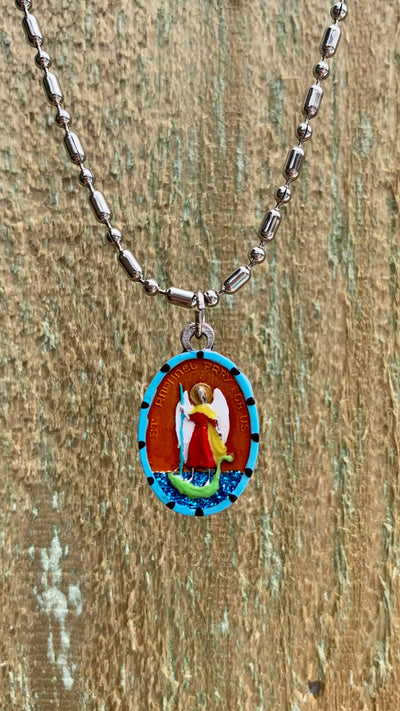 Raphael the Archangel, Hand-Painted Medal, Patron of Love and Healing