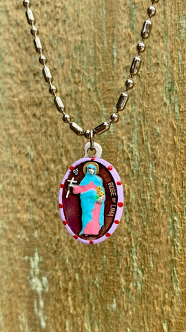 Rose of Lima, Hand-Painted Saint Medal, "New World," Patron of Gardeners