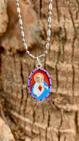 Sacred Heart of Jesus, Hand-Painted Medal, Love, Mercy, Salvation