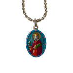 Saint Barbara Medal Necklace - Hand-painted on Italian Silver by Saints For Sinners