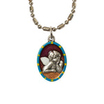 Guardian Angel Cherub Medal - Hand-Painted on imported Italian Silver by Saints For Sinners